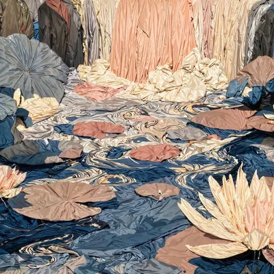 Peach Draped Into Swirled Layers