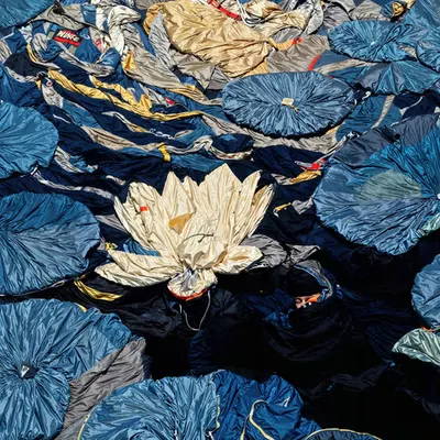 Folded Light Across Deep Blue