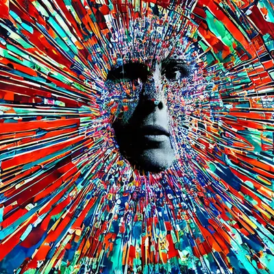 Psychedelic Portrait Explodes Inward Violently