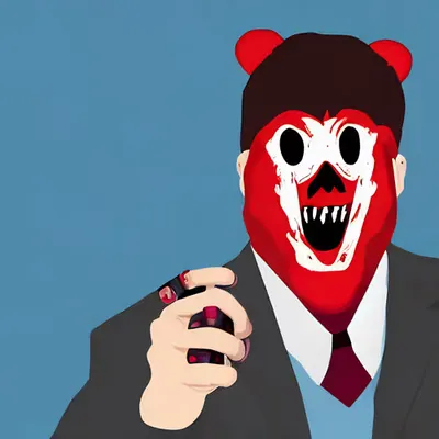Executive Wears Screaming Mask