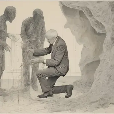 Strings Dividing Encased Figurines