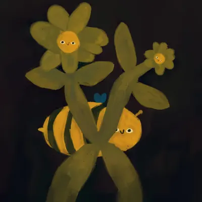 Evolving Art - Flowers and a Creepy Bee Ev. 0