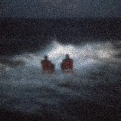 by waves