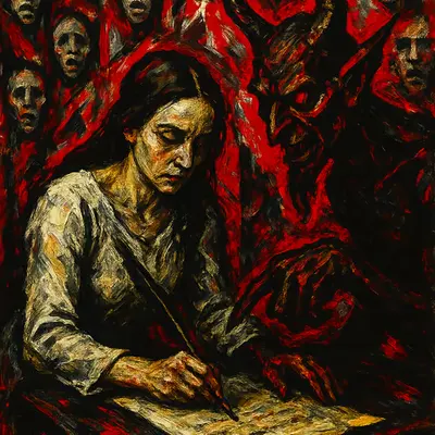 Blood on the parchment.