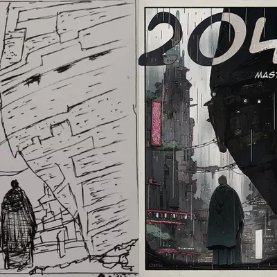 Manga 2049 Cover Art - Sketch to Ai