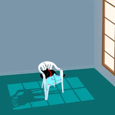 Empty room, just monobloc chair