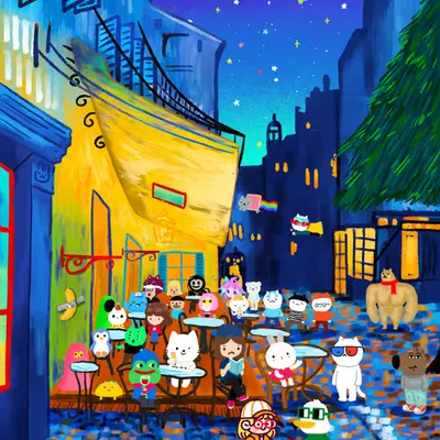 NFT Café Terrace at Night