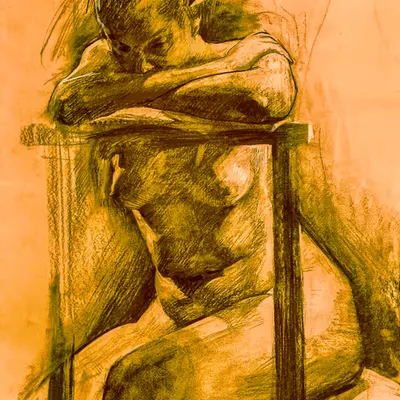 Long pose charcoal nude
