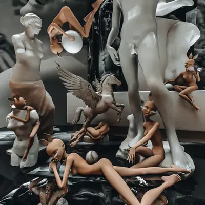 An Art museum with the sign "Don't touch"