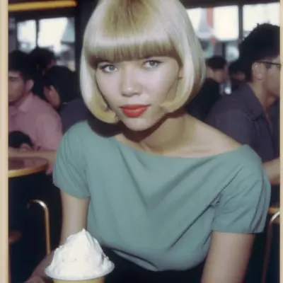 In an ice cream cafe 