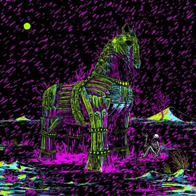 I saw Trojan Horse weeping in the downpour