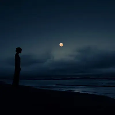 The broken moon at night
