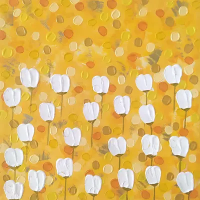 White tulips on yellow