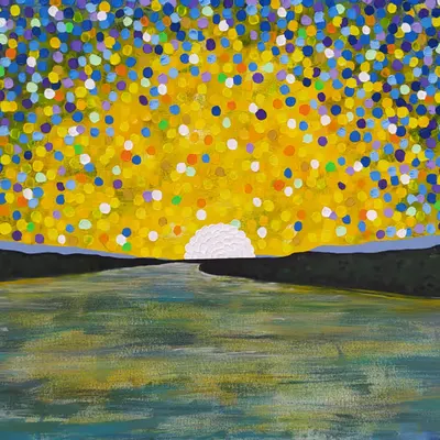 Sunrise over the Amazon River (Acrylic paint Edition)