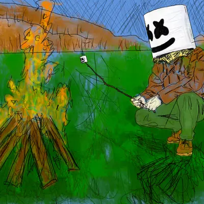 marshmello eating a marshmallow 