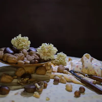Still Life with Nuts and Carnations