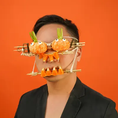 Mandarin pumpkins with celery stalks #1/5