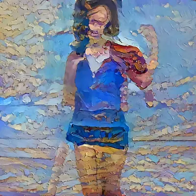 Female figure by the sea