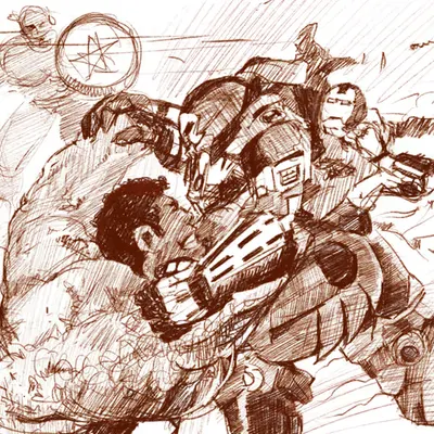 Sketch, Hulkbuster vs Hulk on the Blockchain